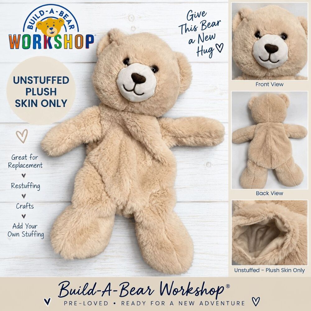 Tan Teddy Bear 14” Build A Bear BAB, Super soft UNSTUFFED